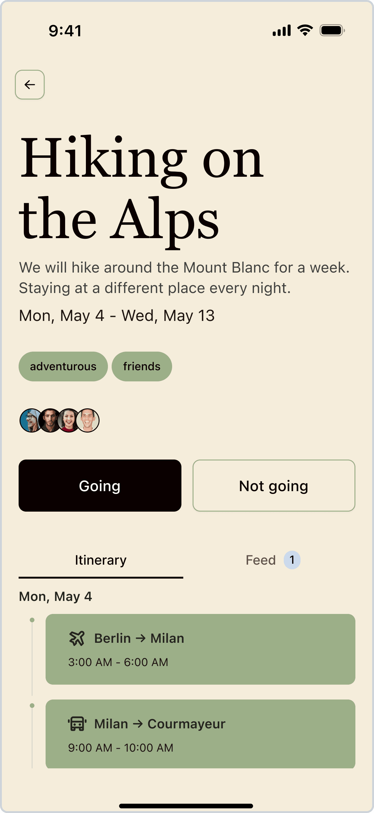 Alfred App — event view